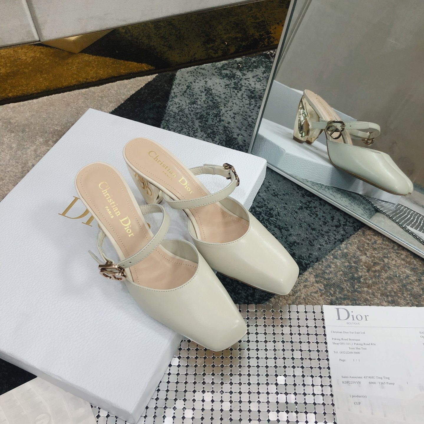 디올 로즈 뮬 힐 9cm