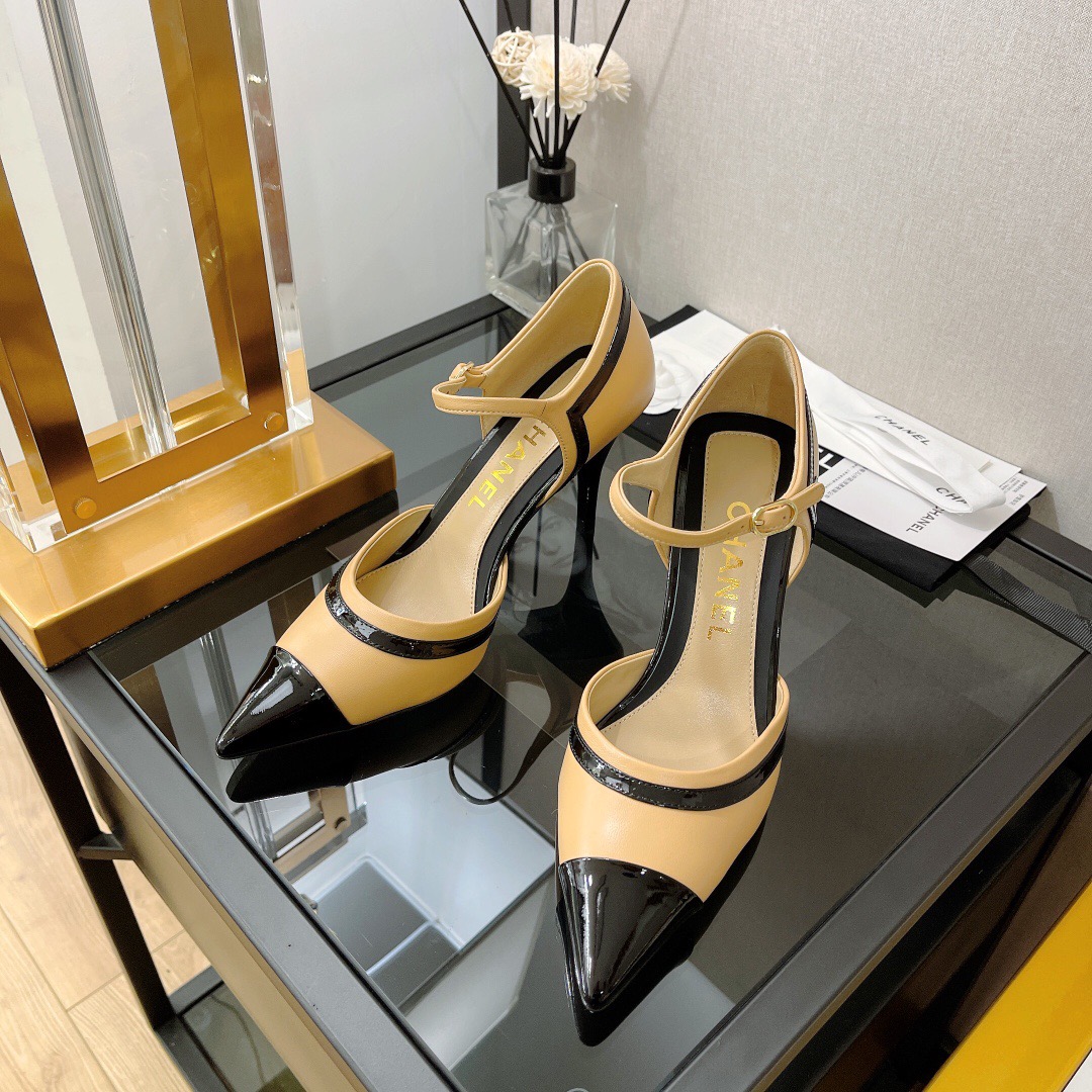 샤넬 스틸레토 오픈 펌프스 8.5cm
