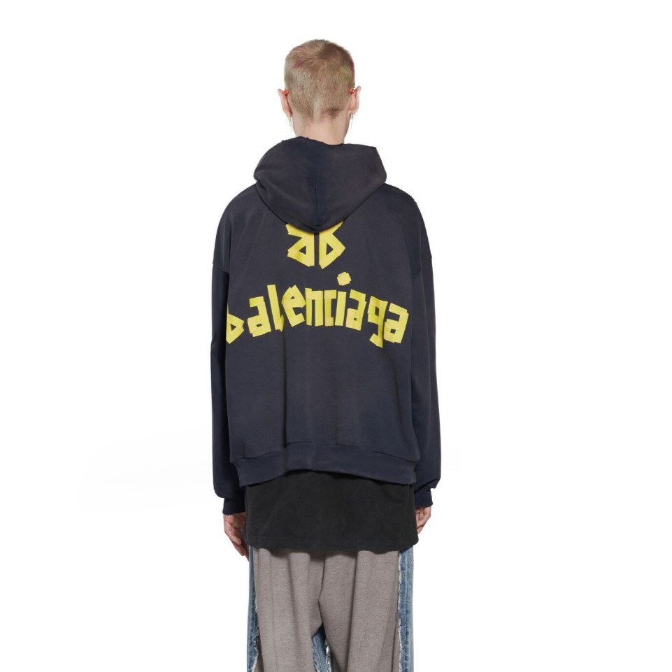 발렌시아가 APE TYPE RIPPED POCKET 라지 핏 HOODIE