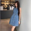 루이비통 버튼 프론트 데님 드레스