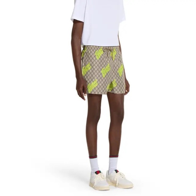 구찌 Printed technical poplin swim shorts