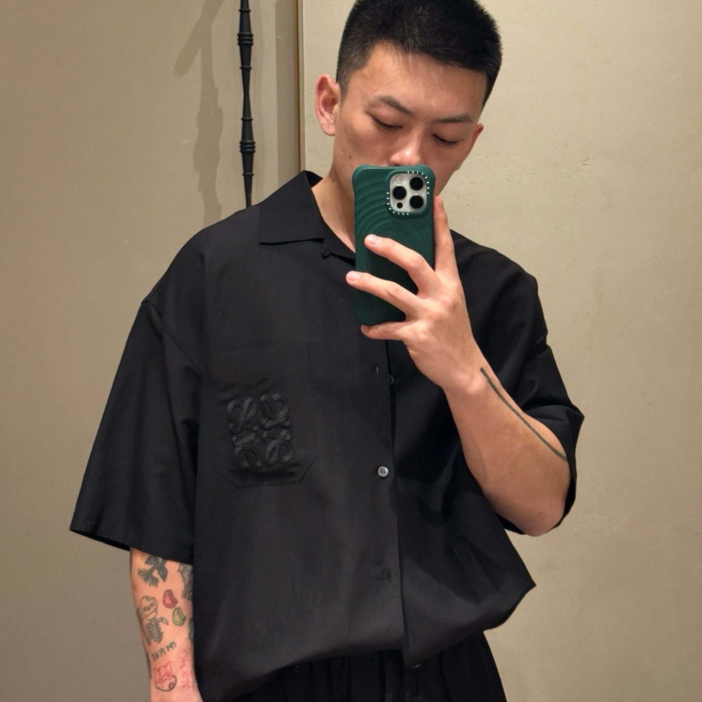 로에베 Short sleeve shirt in viscose and linen