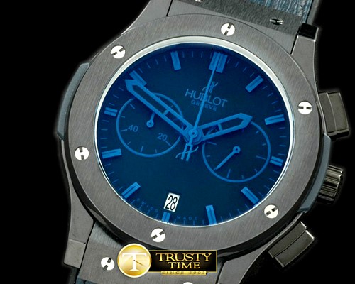 위블로 Classic Fusion Chrono PVD/LE All Blk Blue Jap Qtz -HUB0285D