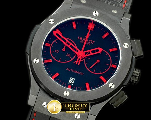 위블로 Classic Fusion Chrono PVD/LE All Blk Red Jap Qtz -HUB0285H