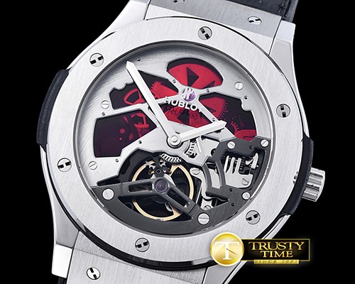 위블로 Classic Fusion 45mm Tourbillon SS/LE Silver Asian Auto -HUB0340