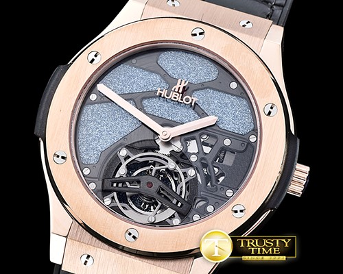 위블로 Classic Fusion 45mm Tourbillon RG/LE Blue Asian 21J -HUB0352A