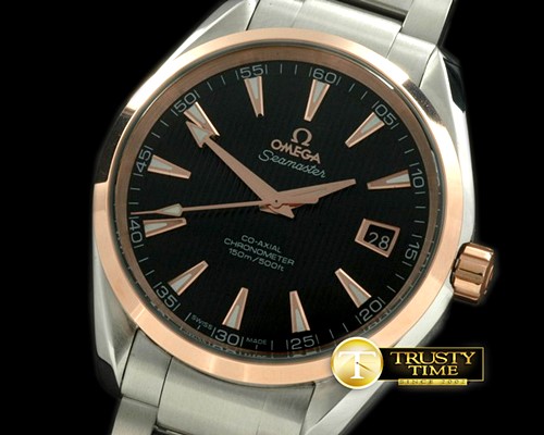 오메가 Aqua Terra Auto SS/RG Black Swiss 2836 -OMG0279B