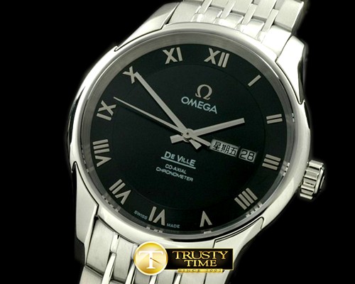 오메가 Deville Co Axial Day/Date SS/SS Black Asian 2836 -OMG0302B