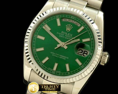 롤렉스 DayDate Fluted Green SS/SS Asian Clone 2836/3186 -RDD0179A