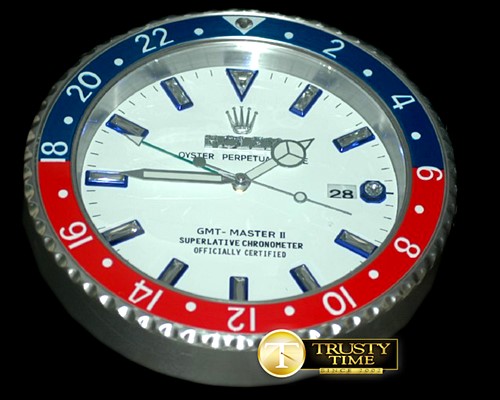 롤렉스 Dealer Clock GMT Style White Blue/Red Swiss Quartz -ROLCLK023