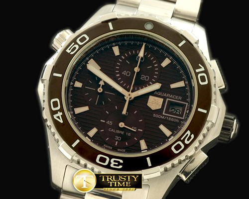 태그호이어 Aquaracer 500m Chrono SS/SS Brown Jap Qtz Chrono -TAG0187D